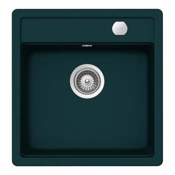 Chiuveta bucatarie Schock Mono N-100S Cristadur Green Line Ivy 490 x 510 mm cu sifon, montare pe blat, verde inchis intens