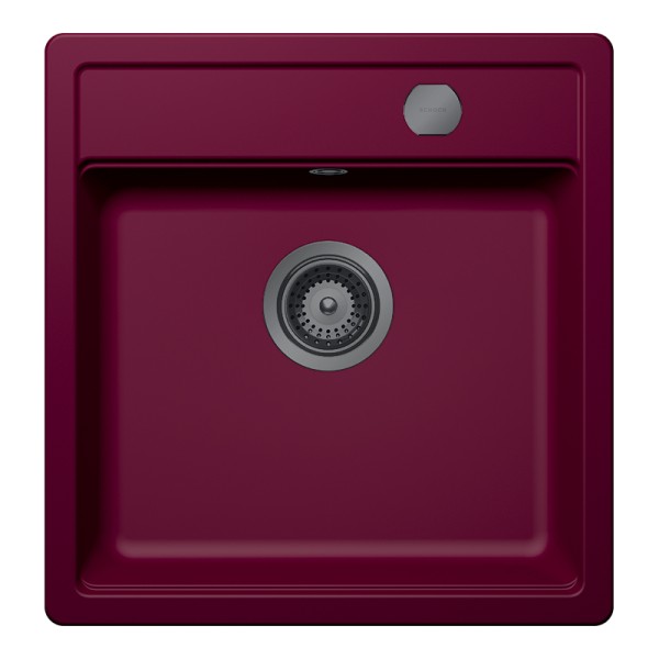 Chiuveta bucatarie Schock Mono N-100S 490 x 510 mm Cristadur Berry, purpuriu roz cu parti vizibile Gunmetal