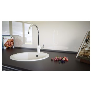 Chiuveta bucatarie Schock Manhattan R-100 Cristalite Vanilla 470 x 490 mm, compozit granit, montare pe blat, bej deschis