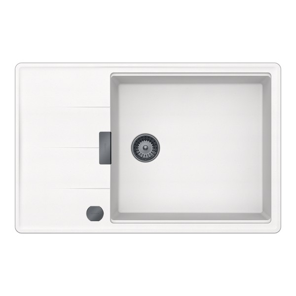 Chiuveta bucatarie Schock Tia D-100LS 780 x 500 mm Cristadur Polaris, alb polar cu parti vizibile Gunmetal