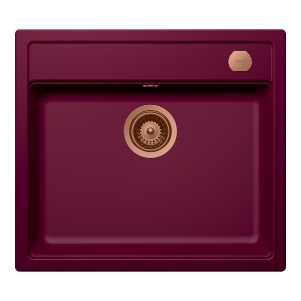 Chiuveta bucatarie Schock Mono N-100 570 x 510 mm Cristadur Berry, purpuriu roz cu parti vizibile Cupru