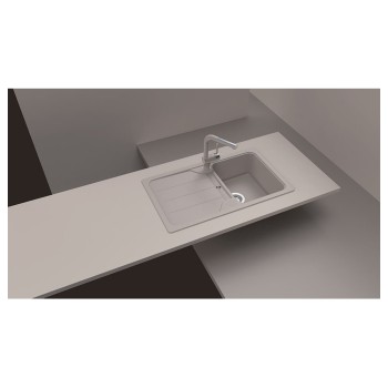 Chiuveta bucatarie Schock Formhaus D-100 Cristalite Vanilla 860 x 500 mm, reversibila, montare pe blat, bej deschis