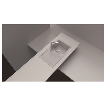 Chiuveta bucatarie Schock Formhaus D-100 Cristalite Vanilla 860 x 500 mm, reversibila, montare pe blat, bej deschis