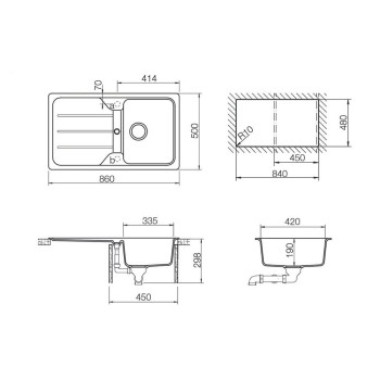 Chiuveta bucatarie Schock Formhaus D-100 Cristalite Vanilla 860 x 500 mm, reversibila, montare pe blat, bej deschis