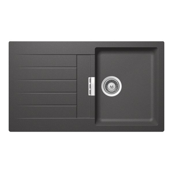 Chiuveta bucatarie Schock Signus D-100 Cristadur Stone 860 x 500 mm, compozit granit, reversibila, montare pe blat, gri piatra