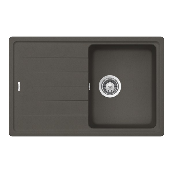 Chiuveta bucatarie Schock Element D-100S Cristalite Asphalt 780 x 500 mm, reversibila, montare pe blat, gri asfalt