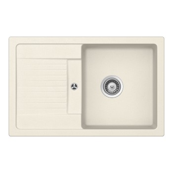 Chiuveta bucatarie Schock Lima D-100S Cristalite Vanilla 780 x 500 mm, reversibila, montare pe blat, bej deschis