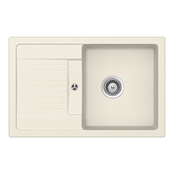 Chiuveta bucatarie Schock Lima D-100S Cristalite Vanilla 780 x 500 mm, reversibila, montare pe blat, bej deschis