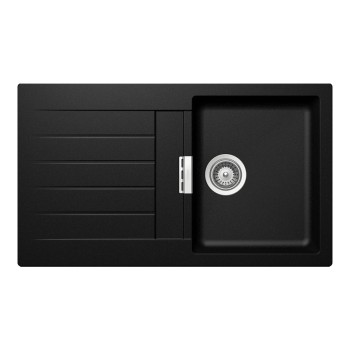Chiuveta bucatarie Schock Signus D-100 Cristadur Negru mineral (Magma) 860 x 500 mm, reversibila, pe blat, negru metalizat
