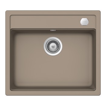 Chiuveta bucatarie Schock Mono N-100 Cristadur Green Line Twilight 570 x 510 mm cu sifon, montare pe blat, gri taupe