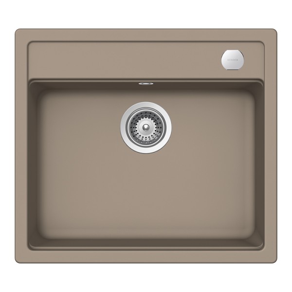 Chiuveta bucatarie Schock Mono N-100 Cristadur Green Line Twilight 570 x 510 mm cu sifon, montare pe blat, gri taupe