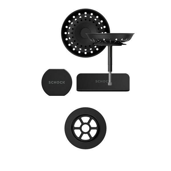 Chiuveta bucatarie Schock Tia D-100LS 780 x 500 mm Cristadur Puro, negru intens cu parti vizibile Puro