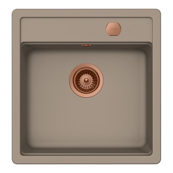 Chiuveta bucatarie Schock Mono N-100S 490 x 510 mm Cristadur Twilight, gri taupe cu parti vizibile Cupru