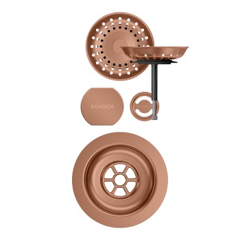 Chiuveta bucatarie Schock Mono N-100S 490 x 510 mm Cristadur Twilight, gri taupe cu parti vizibile Cupru