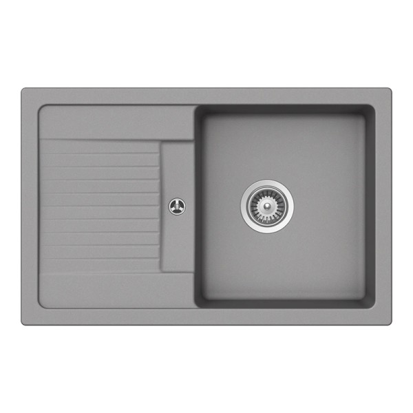 Chiuveta bucatarie Schock Lima D-100S Cristalite Gri deschis (Croma) 780 x 500 mm, reversibila, montare pe blat, gri