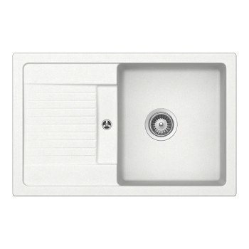 Chiuveta bucatarie Schock Lima D-100S Cristalite Alpina 780 x 500 mm, compozit granit, reversibila, montare pe blat, alb