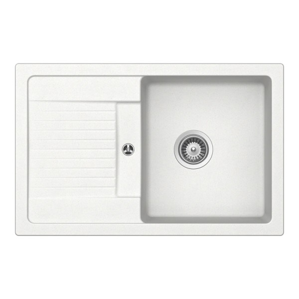 Chiuveta bucatarie Schock Lima D-100S Cristalite Alpina 780 x 500 mm, compozit granit, reversibila, montare pe blat, alb