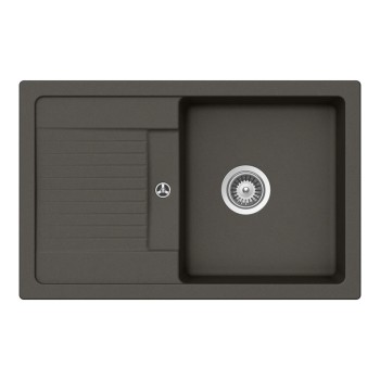 Chiuveta bucatarie Schock Lima D-100S Cristalite Asphalt 780 x 500 mm, compozit granit, reversibila, montare pe blat, gri asfalt