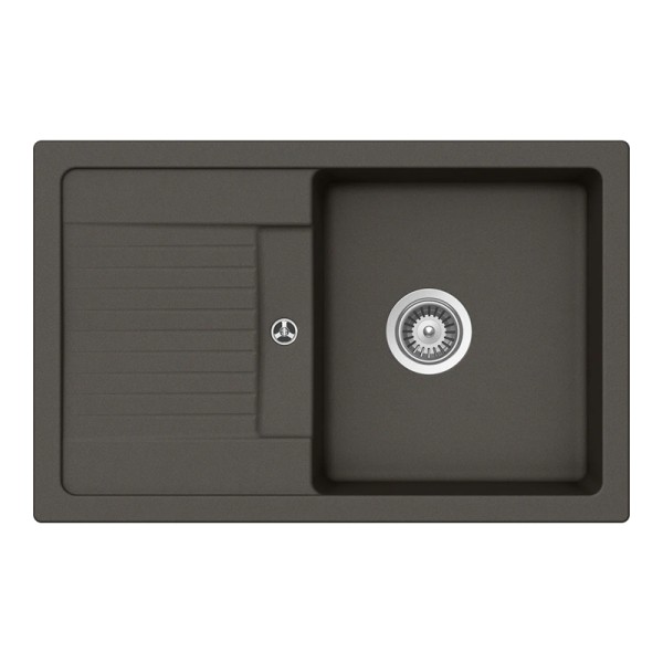 Chiuveta bucatarie Schock Lima D-100S Cristalite Asphalt 780 x 500 mm, compozit granit, reversibila, montare pe blat, gri asfalt