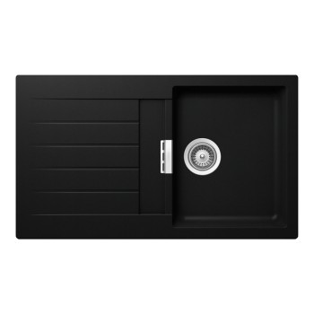 Chiuveta bucatarie Schock Signus D-100 Cristadur Puro 860 x 500 mm, compozit granit, reversibila, montare pe blat, negru intens