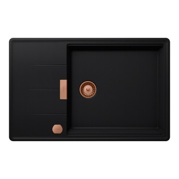 Chiuveta bucatarie Schock Tia D-100LS 780 x 500 mm Cristadur Puro, negru intens cu parti vizibile Cupru