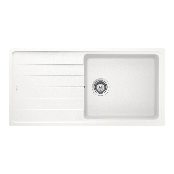 Chiuveta bucatarie Schock Element D-100L Cristalite Alpina 1000 x 500 mm, compozit granit, reversibila, montare pe blat, alb