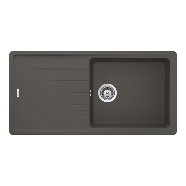 Chiuveta bucatarie Schock Element D-100L Cristalite Asphalt 1000 x 500 mm, reversibila, montare pe blat, gri asfalt