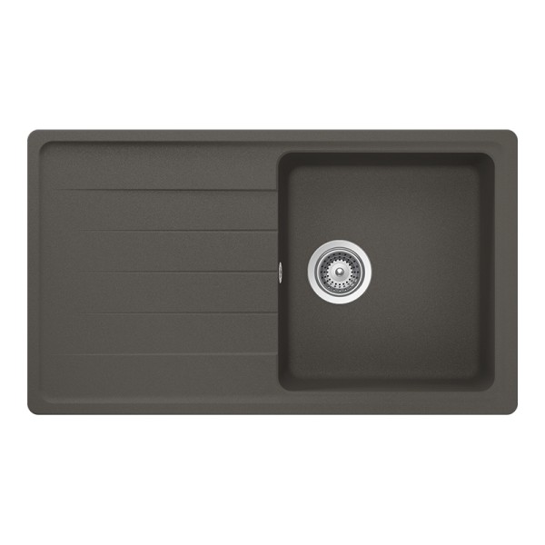 Chiuveta bucatarie Schock Element D-100 Cristalite Asphalt 860 x 500 mm, reversibila, montare pe blat, gri asfalt