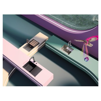 Chiuveta bucatarie Schock Kiruna N-100 Cristadur Green Line Ivy 456 x 456 mm, montare pe/sub blat, verde inchis intens