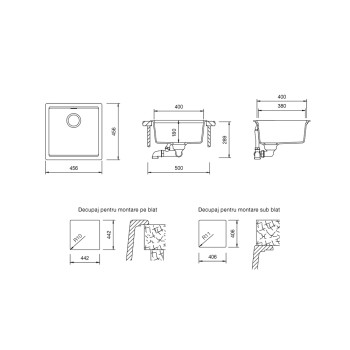 Chiuveta bucatarie Schock Kiruna N-100 Cristadur Green Line Ivy 456 x 456 mm, montare pe/sub blat, verde inchis intens