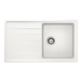 Chiuveta bucatarie Schock Element D-100 Cristalite Alpina 860 x 500 mm, compozit granit, reversibila, montare pe blat, alb