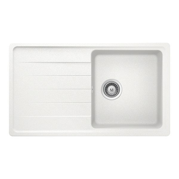 Chiuveta bucatarie Schock Element D-100 Cristalite Alpina 860 x 500 mm, compozit granit, reversibila, montare pe blat, alb