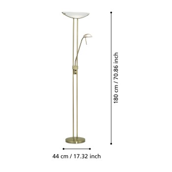 Lampa de podea BAYA 85974 EGLO, Oțel Bronz, Sticlă satinată Alb