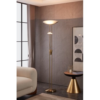 Lampa de podea BAYA 85974 EGLO, Oțel Bronz, Sticlă satinată Alb