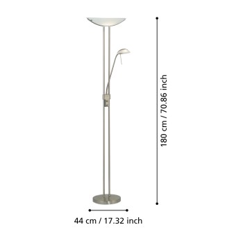 Lampa de podea BAYA 85971 EGLO, Otel Nichel mat, Sticlă satinată Alb - 1