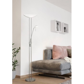 Lampa de podea BAYA 85971 EGLO, Otel Nichel mat, Sticlă satinată Alb - 1