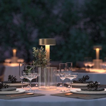 Veioză portabilă cu acumulator transparent Maytoni, H35, gold