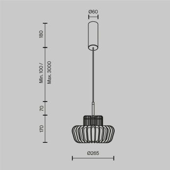 Pendul LED Namiki negru Maytoni, D26, 14W