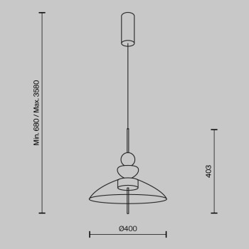 Pendul LED Bangkok negru Maytoni, D40, 12W, cognac