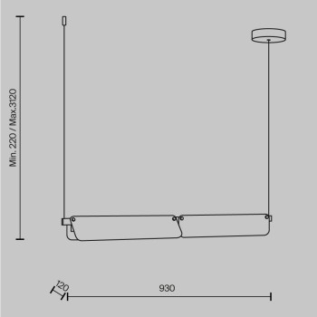 Lustră LED Flat negru Maytoni, H312, 20W, amber