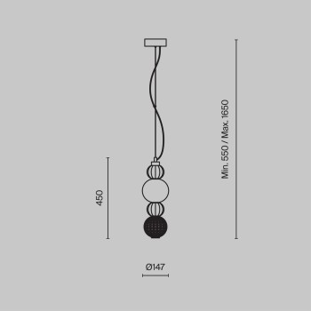 Pendul LED Collar auriu Maytoni, D15, 17W