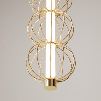 Pendul LED Golden Cage auriu Maytoni, D14, 17W