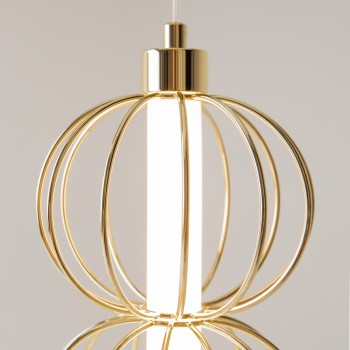 Pendul LED Golden Cage auriu Maytoni, D14, 17W