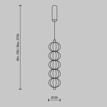 Pendul LED Golden Cage auriu Maytoni, D14, 17W