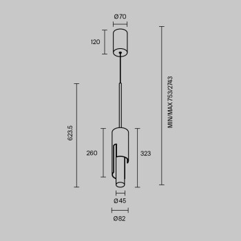 Pendul LED Maris auriu Maytoni, D8, 6W
