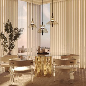 Pendul LED Bangkok negru Maytoni, D25, 12W, H348, cognac