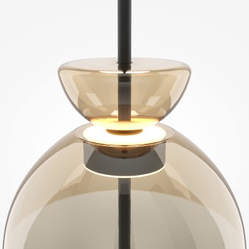 Pendul LED Bangkok negru Maytoni, D25, 12W, H348, cognac