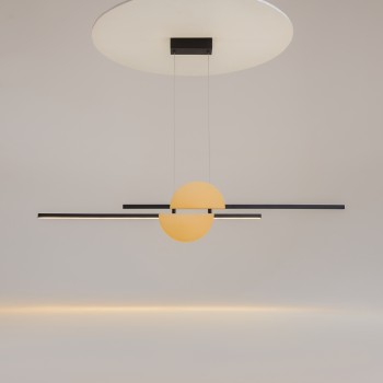 Pendul LED Skyline negru Maytoni, H204, 26W, brass