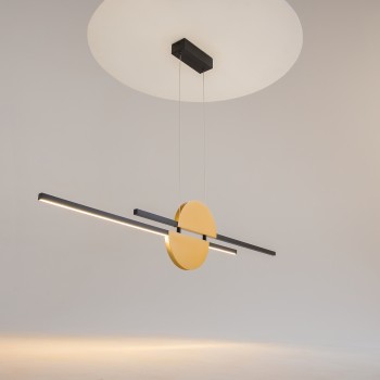 Pendul LED Skyline negru Maytoni, H204, 26W, brass