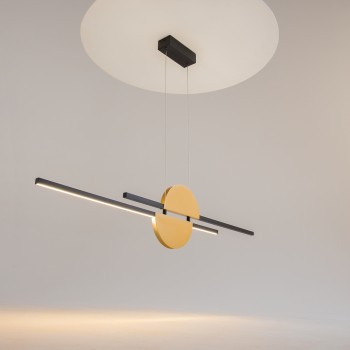 Pendul LED Skyline negru Maytoni, H204, 26W, brass